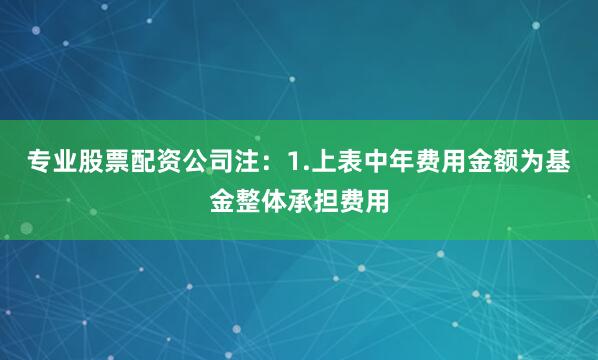 专业股票配资公司注：1.上表中年费用金额为基金整体承担费用